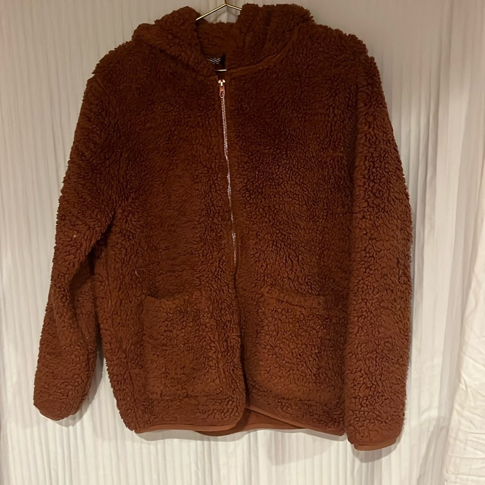 Volcom, Brown Fluffy Zip Up Jacket - image 3